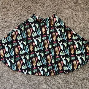 Retro Black Cactus Print Skirt